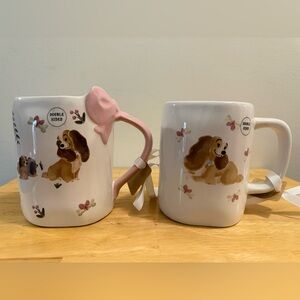 Rae Dunn Pink and White Lady and The Tramp Mugs
